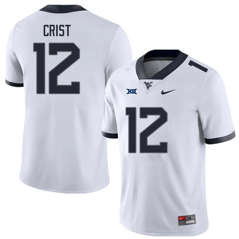 Men #12 Jackson Crist West Virginia Mountaineers College Football Jerseys Sale-White - Click Image to Close